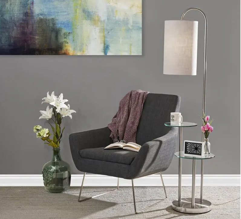 Leonard Shelf Floor Lamp in Brushed Steel by Adesso Inc