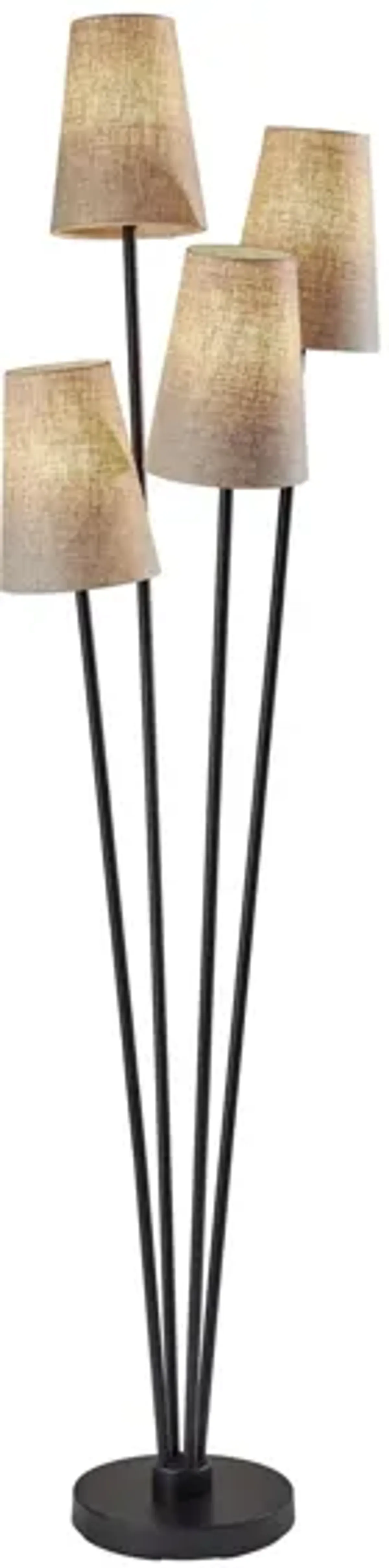 Wentworth Floor Lamp in Black with Natural Shade by Adesso Inc