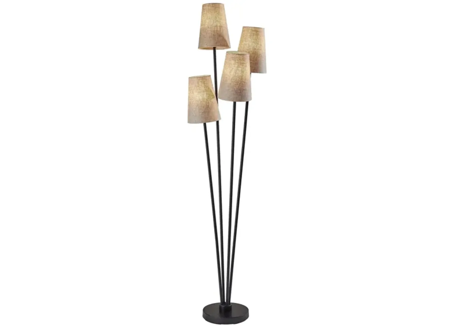 Wentworth Floor Lamp in Black with Natural Shade by Adesso Inc