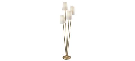 Wentworth Floor Lamp in Antiqued Brass with White Shade by Adesso Inc