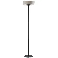 Harper Torchiere Floor Lamp in Black with White Shade by Adesso Inc