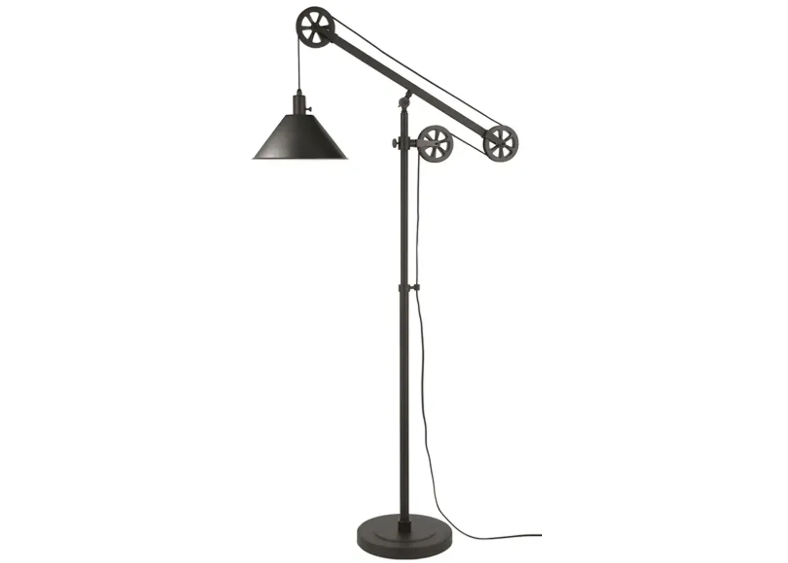 Costas Floor Lamp with Pulley System in Blackened Bronze by Hudson & Canal