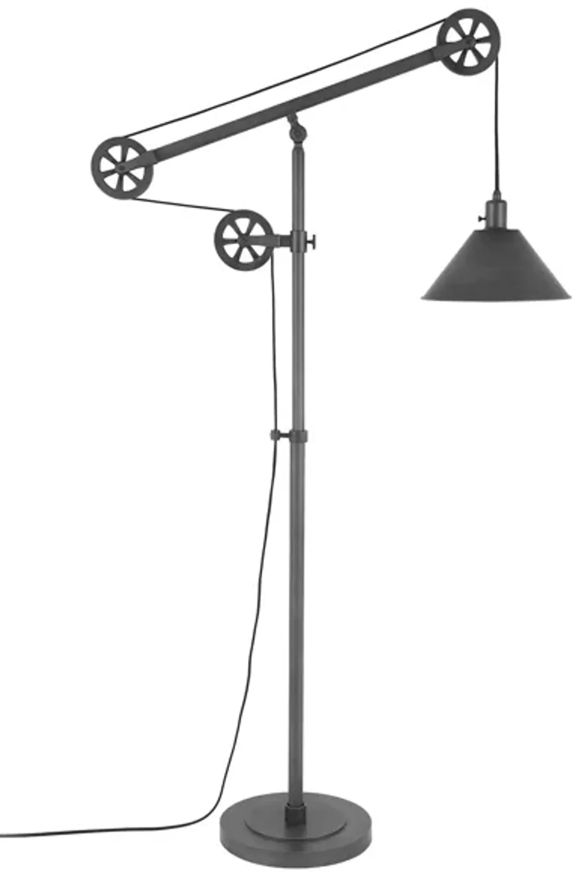 Costas Floor Lamp with Pulley System in Aged Steel by Hudson & Canal