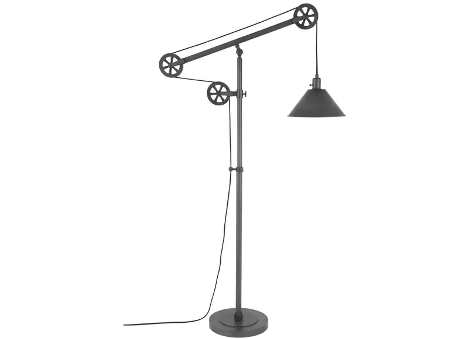 Costas Floor Lamp with Pulley System in Aged Steel by Hudson & Canal