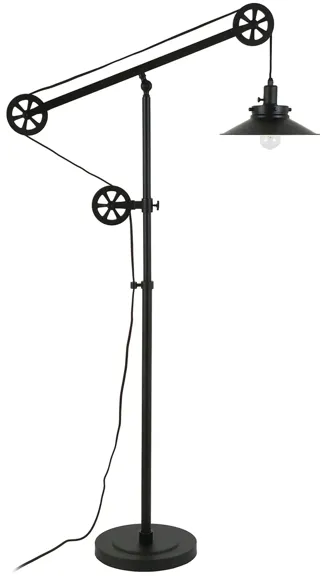 Costas Floor Lamp with Pulley System in Blackened Bronze by Hudson & Canal