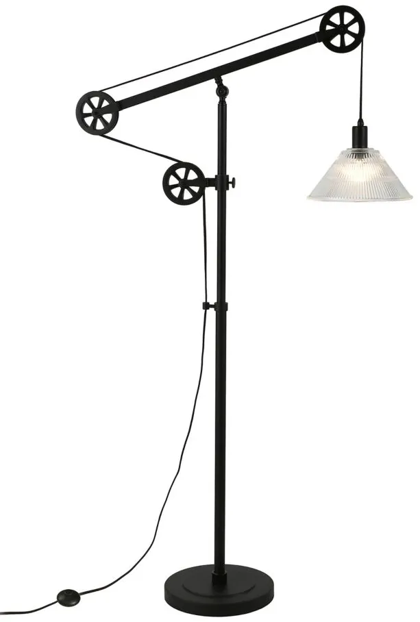 Costas Floor Lamp with Pulley System in Blackened Bronze by Hudson & Canal