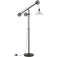 Costas Floor Lamp with Pulley System in Blackened Bronze by Hudson & Canal
