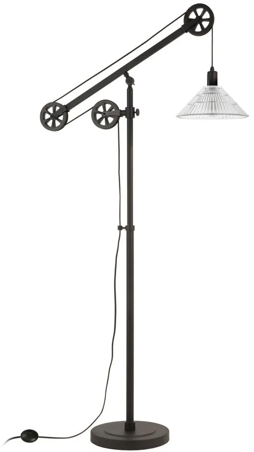 Costas Floor Lamp with Pulley System in Blackened Bronze by Hudson & Canal