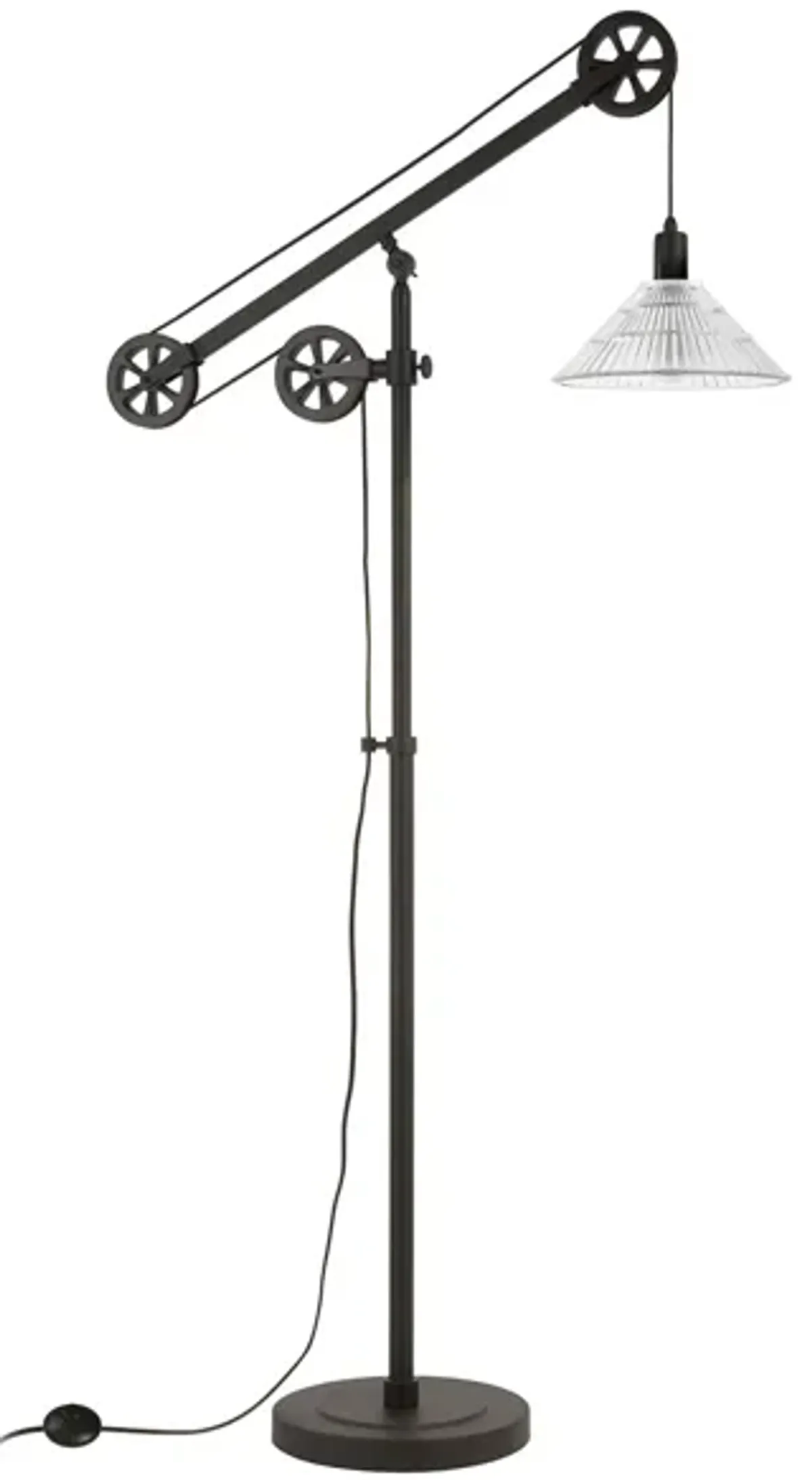 Costas Floor Lamp with Pulley System in Blackened Bronze by Hudson & Canal