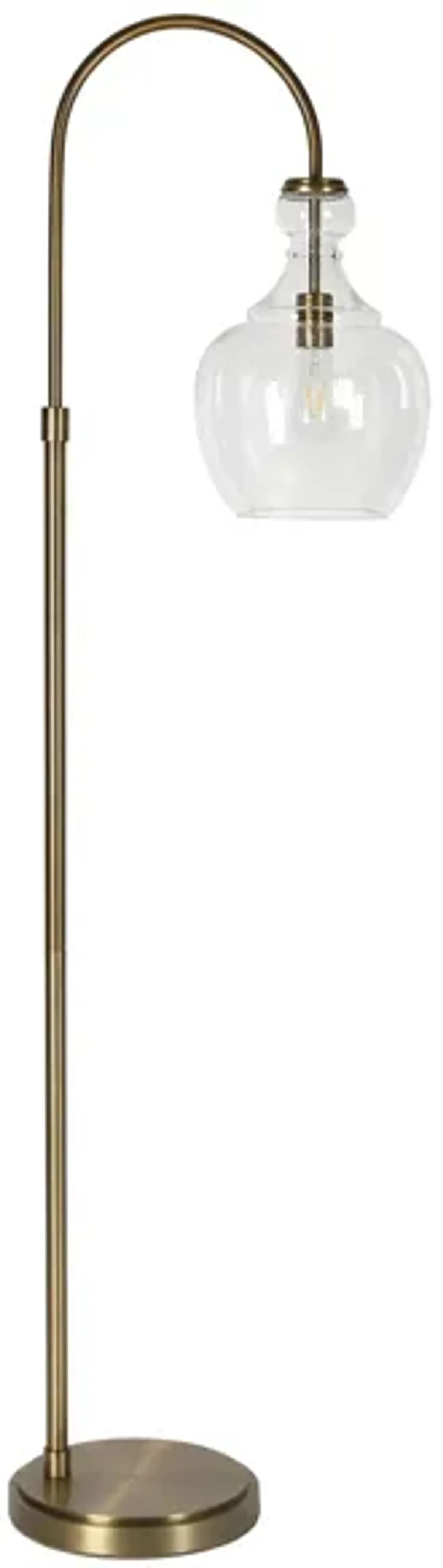 Nadire Seeded Glass Arc Floor Lamp in Brass by Hudson & Canal