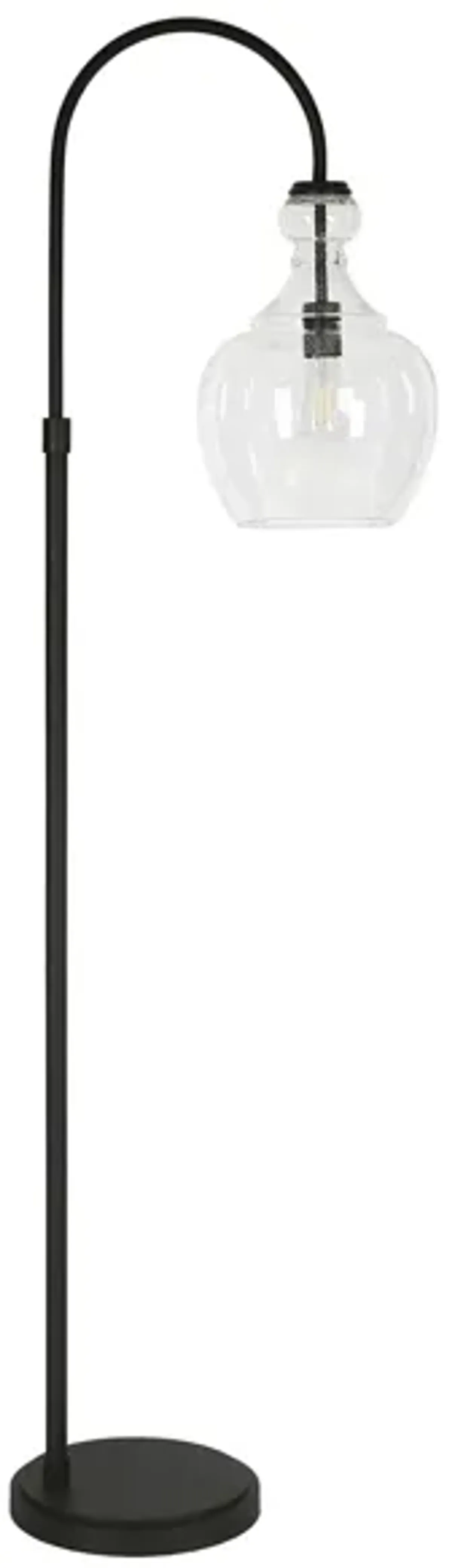 Nadire Seeded Glass Arc Floor Lamp in Blackened Bronze by Hudson & Canal