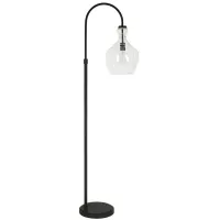 Nadire Seeded Glass Arc Floor Lamp in Blackened Bronze by Hudson & Canal