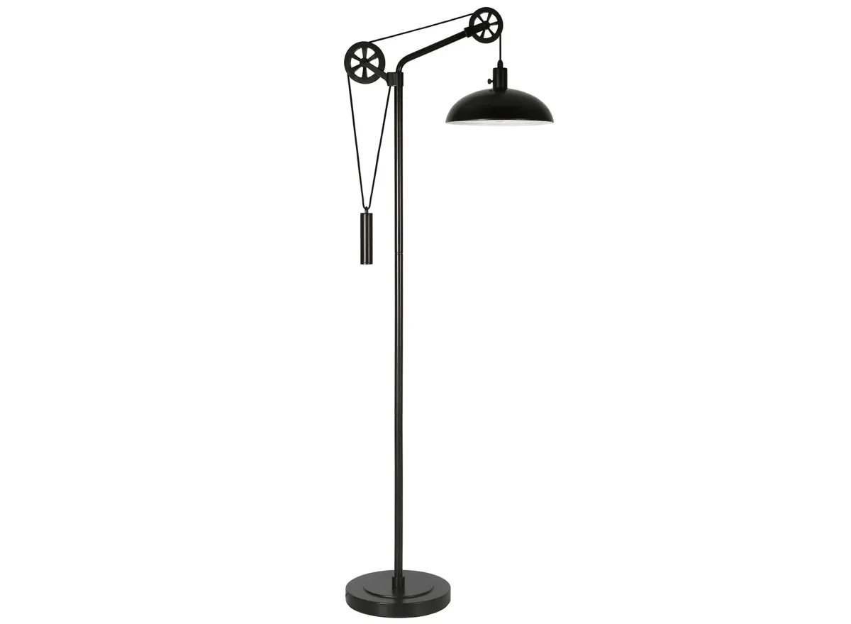 Hariman Floor Lamp with Pulley System in Blackened Bronze by Hudson & Canal