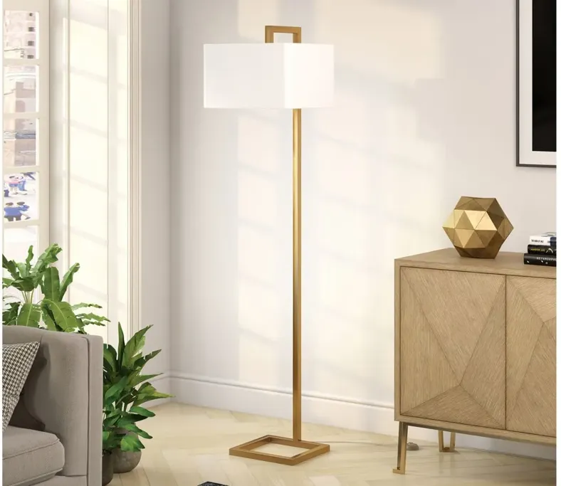 Lyssa Square Base Floor Lamp in Brass by Hudson & Canal