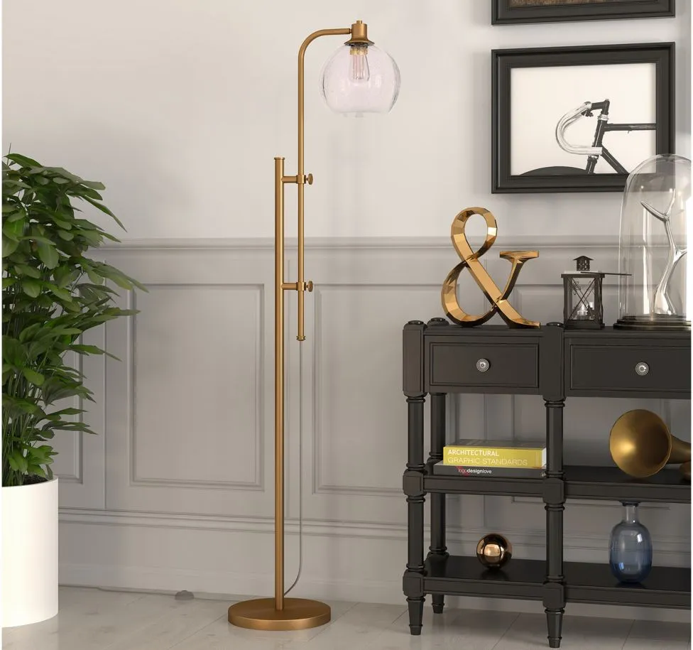 Torres Height-Adjustable Floor Lamp in Brass by Hudson & Canal