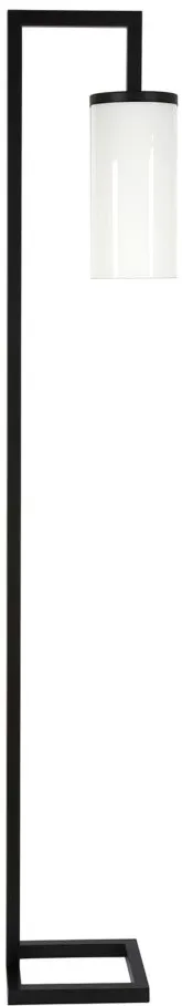 Ansa White Cylinder Floor Lamp in Blackened Bronze by Hudson & Canal