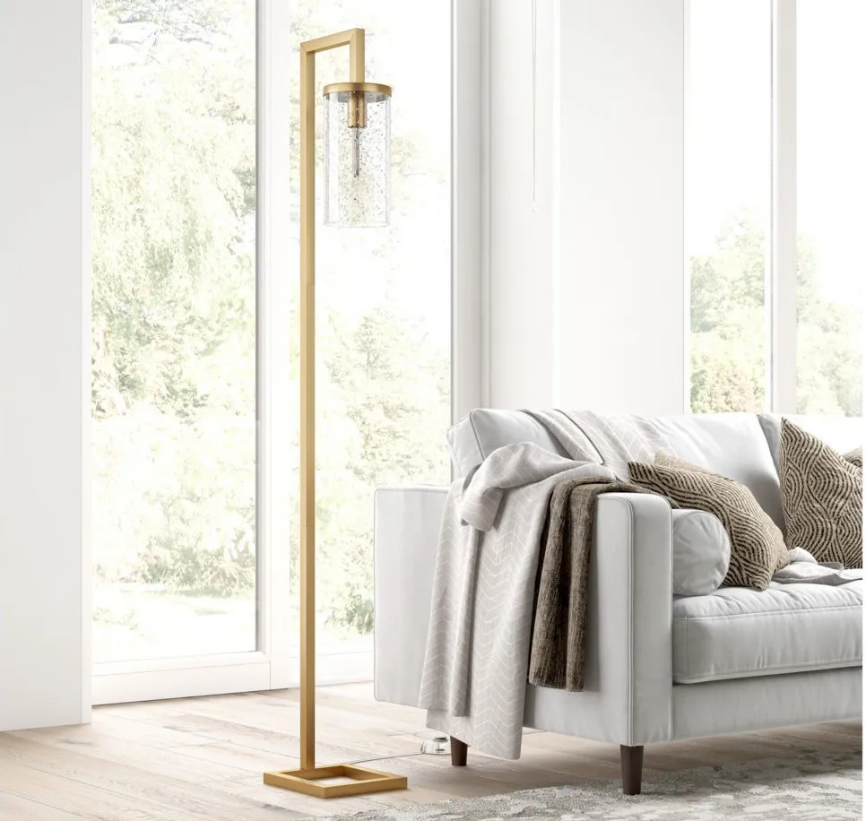 Ansa Seeded Glass Floor Lamp in Brass by Hudson & Canal