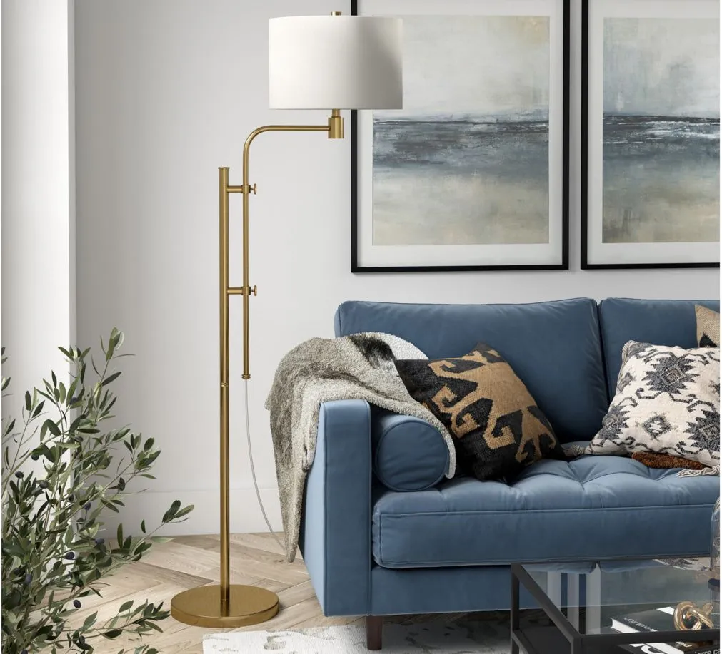 Amon Height-Adjustable Floor Lamp in Brass by Hudson & Canal