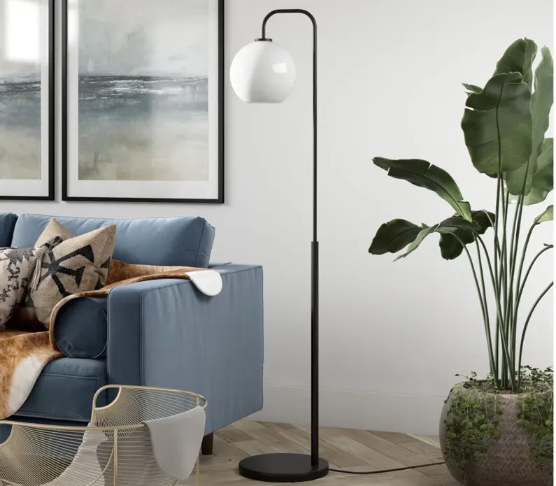 Hannes Arc Floor Lamp in Blackened Bronze by Hudson & Canal