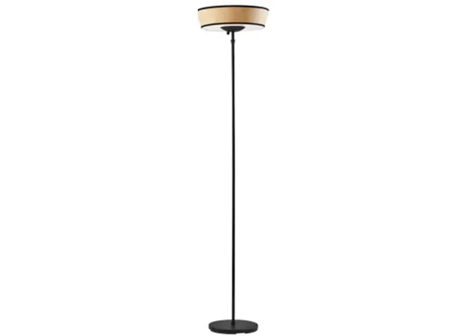 Harper Torchiere Floor Lamp in Black with Natural Shade by Adesso Inc