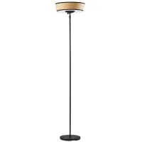 Harper Torchiere Floor Lamp in Black with Natural Shade by Adesso Inc