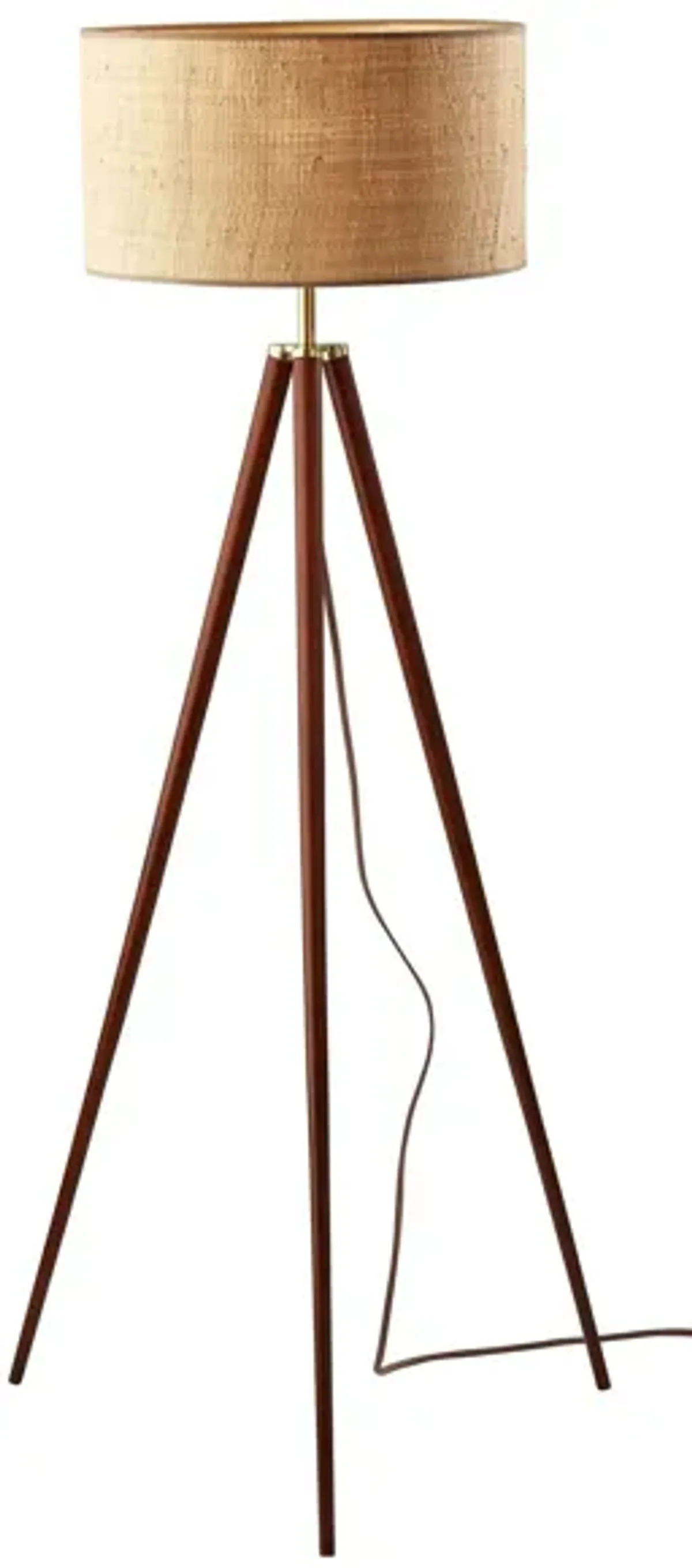 Jackson Floor Lamp in Walnut Wood w. Antique Brass Accents by Adesso Inc