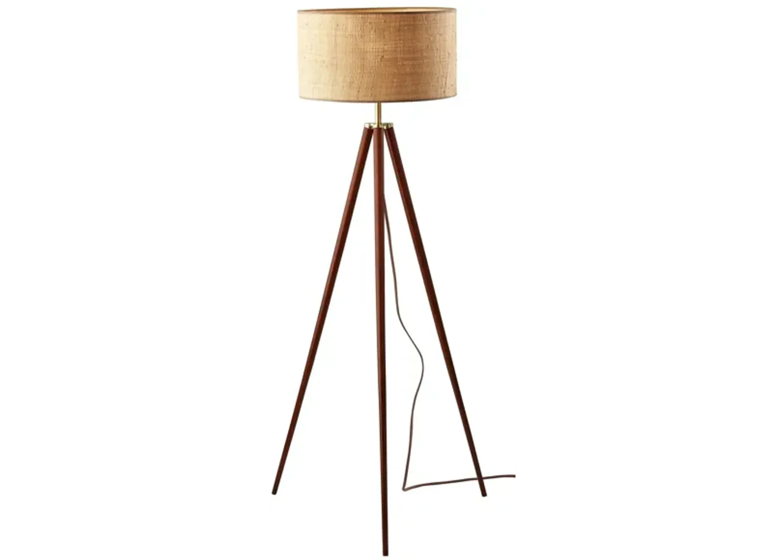 Jackson Floor Lamp in Walnut Wood w. Antique Brass Accents by Adesso Inc