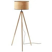 Jackson Floor Lamp in Natural Wood w. Black Accents by Adesso Inc