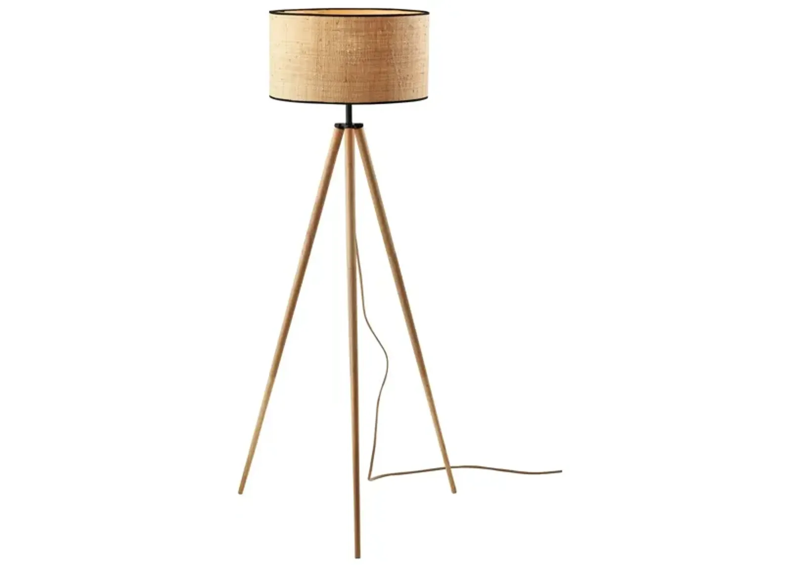 Jackson Floor Lamp in Natural Wood w. Black Accents by Adesso Inc