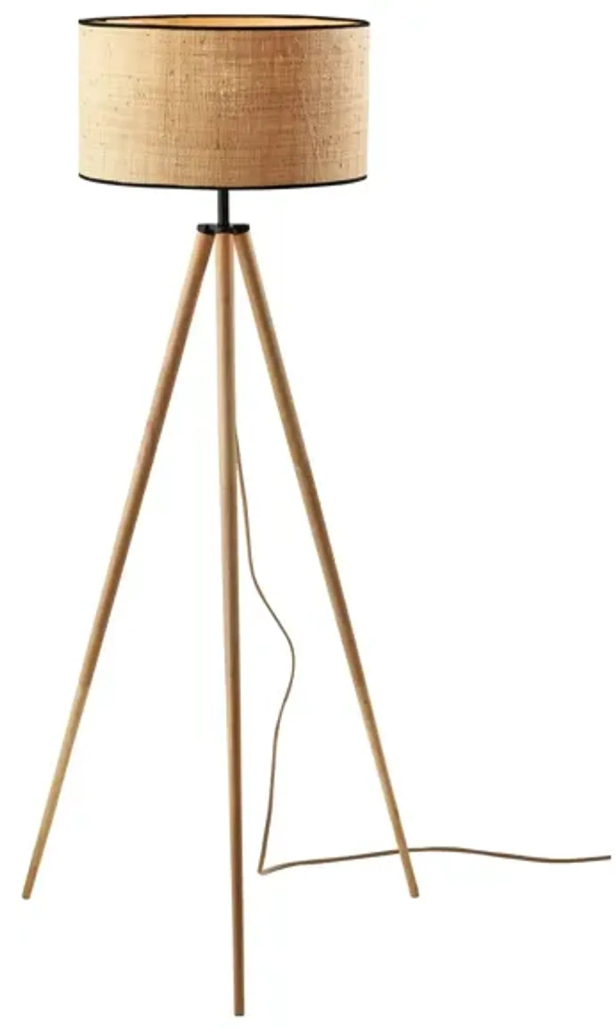 Jackson Floor Lamp in Natural Wood w. Black Accents by Adesso Inc