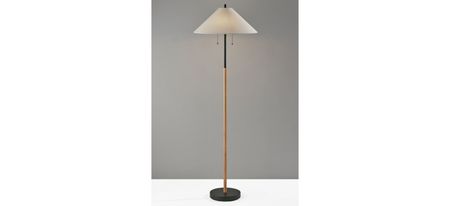 Palmer Floor Lamp in Black & Natural with White Shade by Adesso Inc