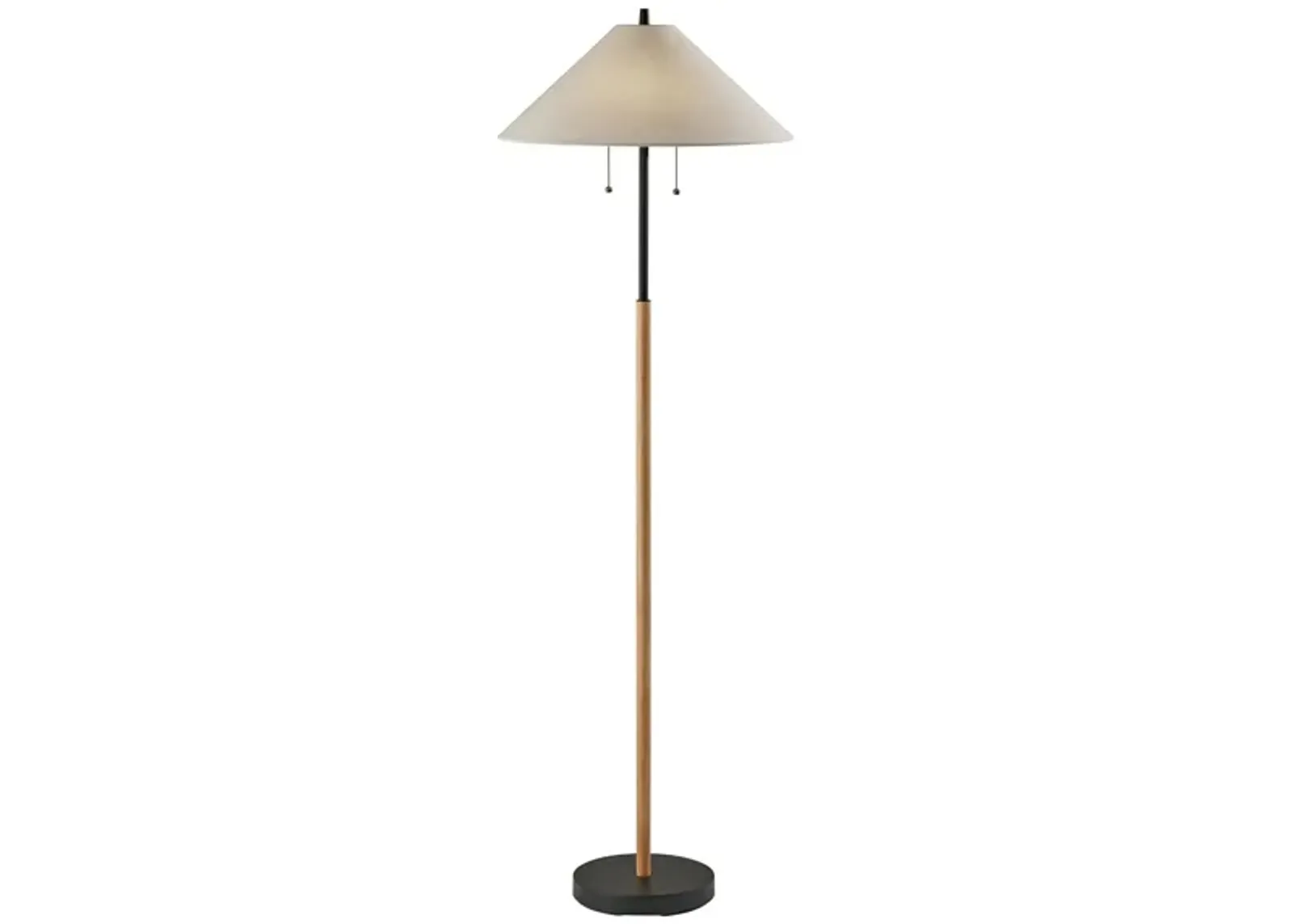 Palmer Floor Lamp in Black & Natural with White Shade by Adesso Inc