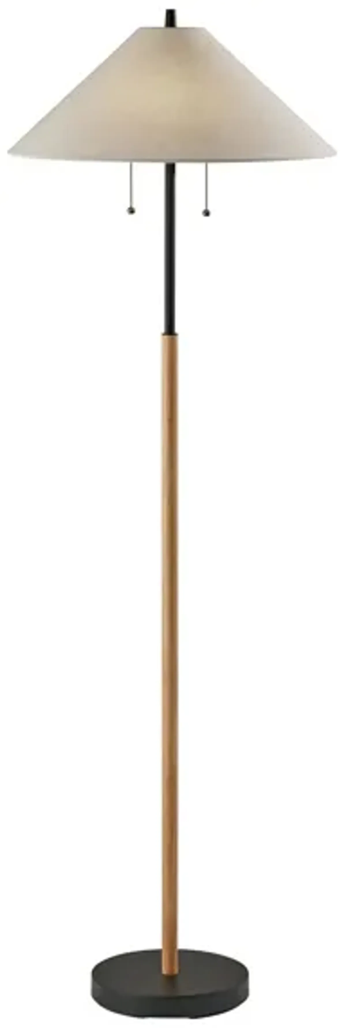 Palmer Floor Lamp in Black & Natural with White Shade by Adesso Inc