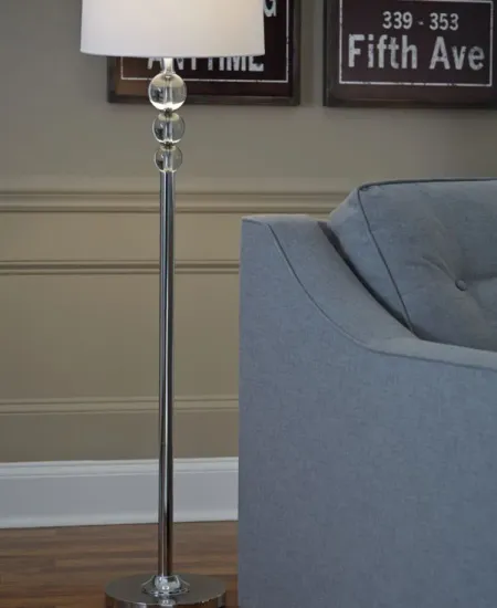 Joaquin Crystal Floor Lamp in Clear/Chrome Finish by Ashley Express