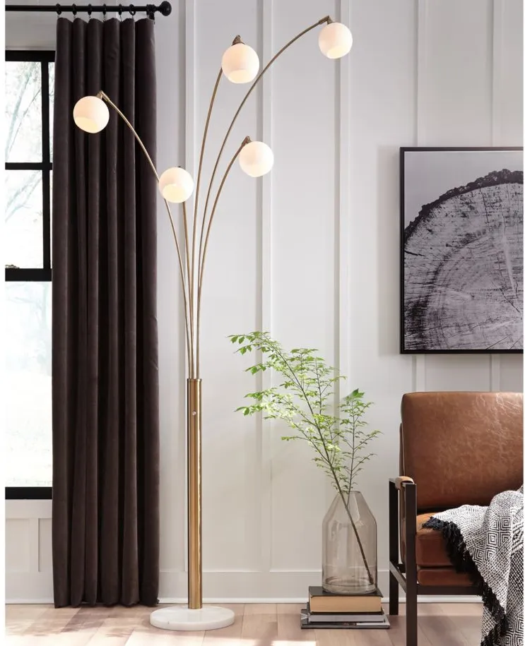 Taliya Metal Arc Lamp in Champagne/White by Ashley Express