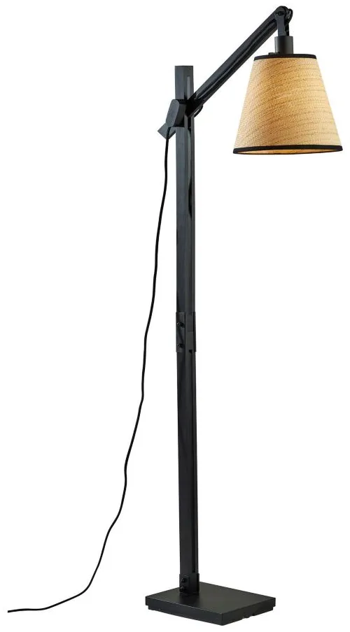 Walden Floor Lamp in Black Metal & Black Wood by Adesso Inc
