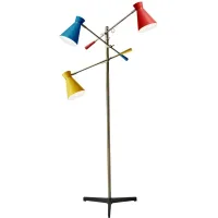 Lyle 3-Arm Floor Lamp in Antique Brass & Primary Colors by Adesso Inc