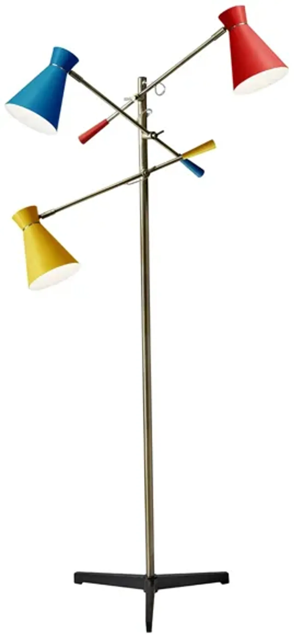 Lyle 3-Arm Floor Lamp in Antique Brass & Primary Colors by Adesso Inc