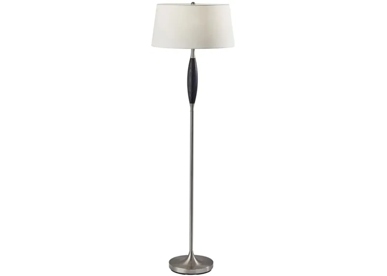 Pinn Floor Lamp in Brushed Steel w. Black Wood by Adesso Inc