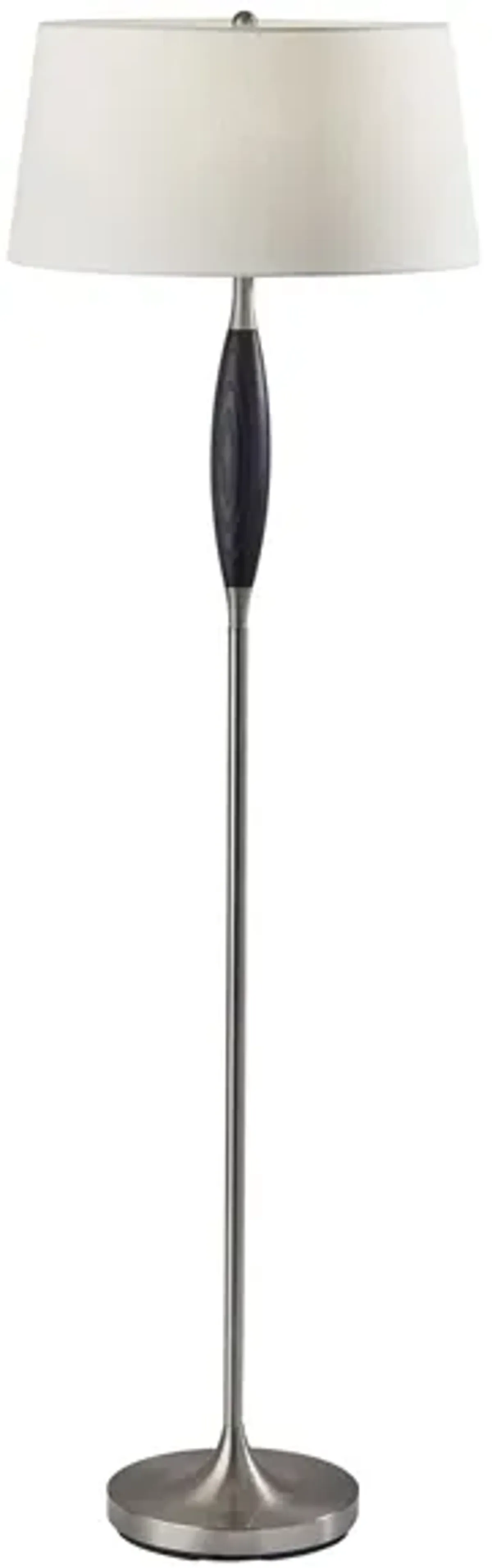 Pinn Floor Lamp in Brushed Steel w. Black Wood by Adesso Inc