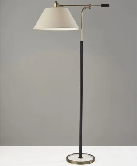 Bryson Swing-Arm Floor Lamp in Black & Antique Brass by Adesso Inc