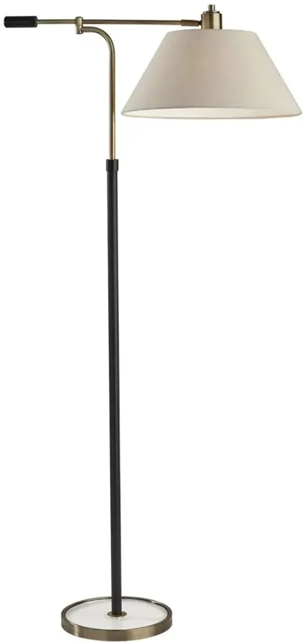 Bryson Swing-Arm Floor Lamp in Black & Antique Brass by Adesso Inc