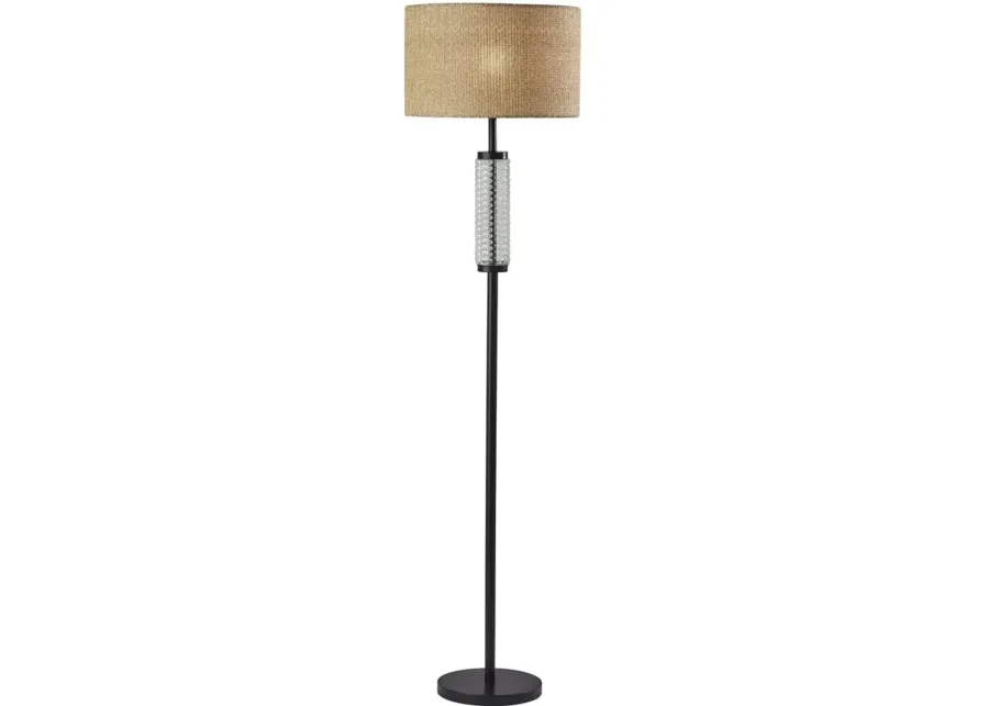 Delilah Glass Floor Lamp in Black & Clear Textured Glass by Adesso Inc