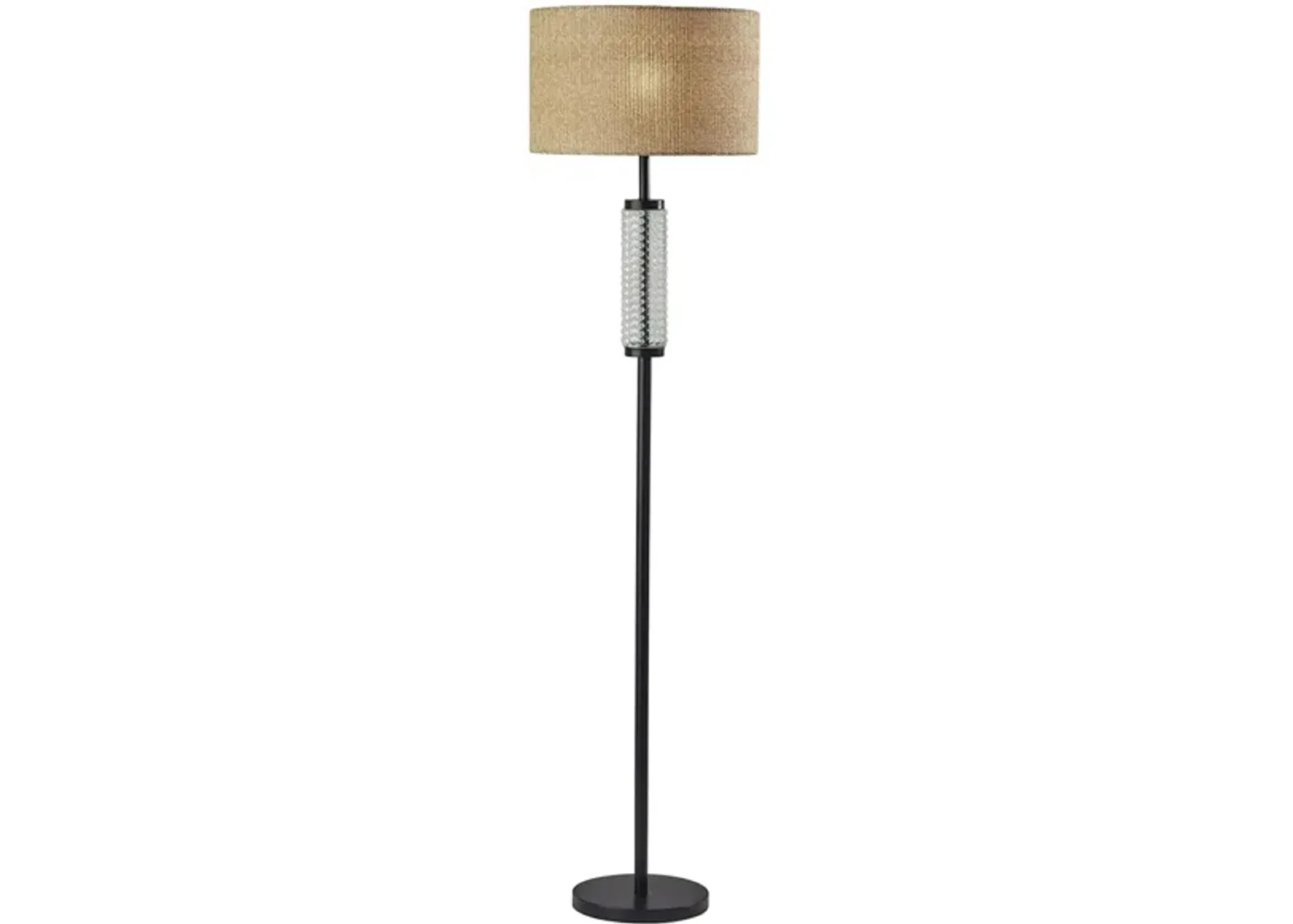 Delilah Glass Floor Lamp in Black & Clear Textured Glass by Adesso Inc