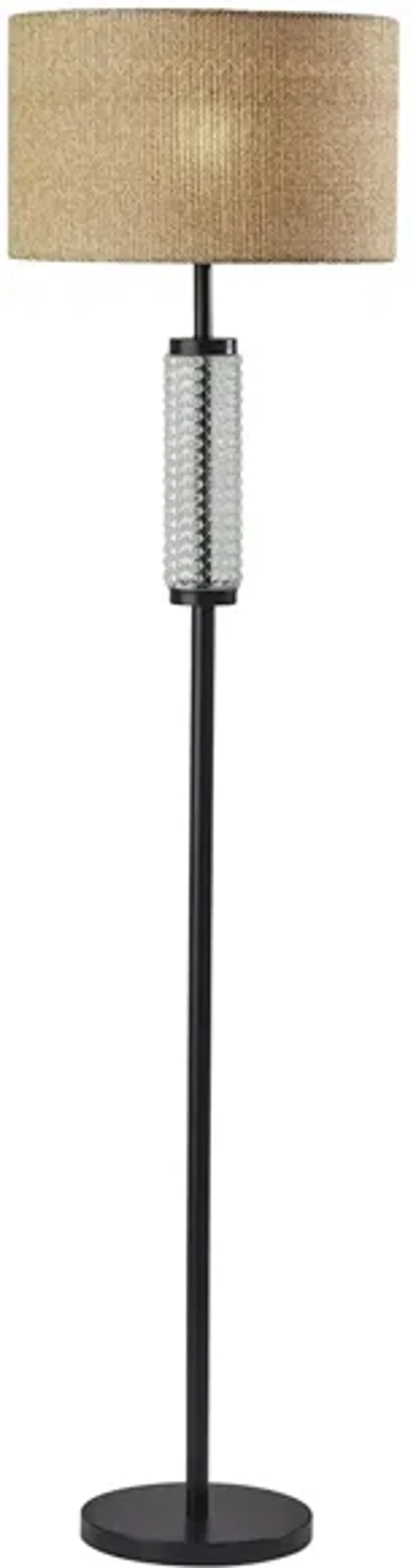 Delilah Glass Floor Lamp in Black & Clear Textured Glass by Adesso Inc