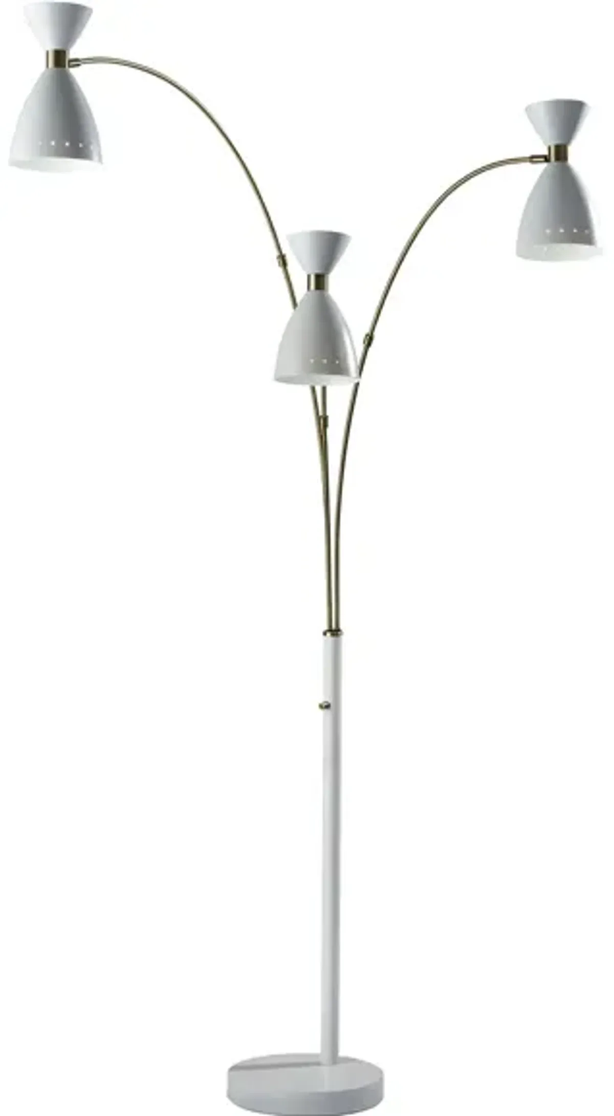 Oscar 3-Arm Arc Lamp in White w. Antique Brass by Adesso Inc