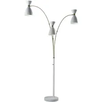 Oscar 3-Arm Arc Lamp in White w. Antique Brass by Adesso Inc