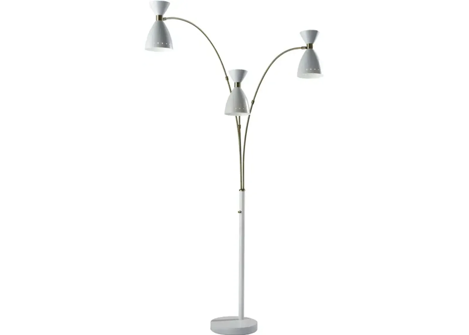 Oscar 3-Arm Arc Lamp in White w. Antique Brass by Adesso Inc