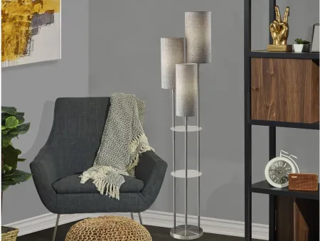 Trio Shelf Floor Lamp in Brushed Steel by Adesso Inc