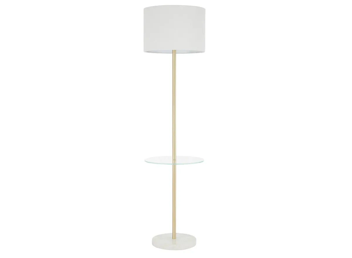 Chloe Shelf Floor Lamp in White, Gold, White by Lumisource